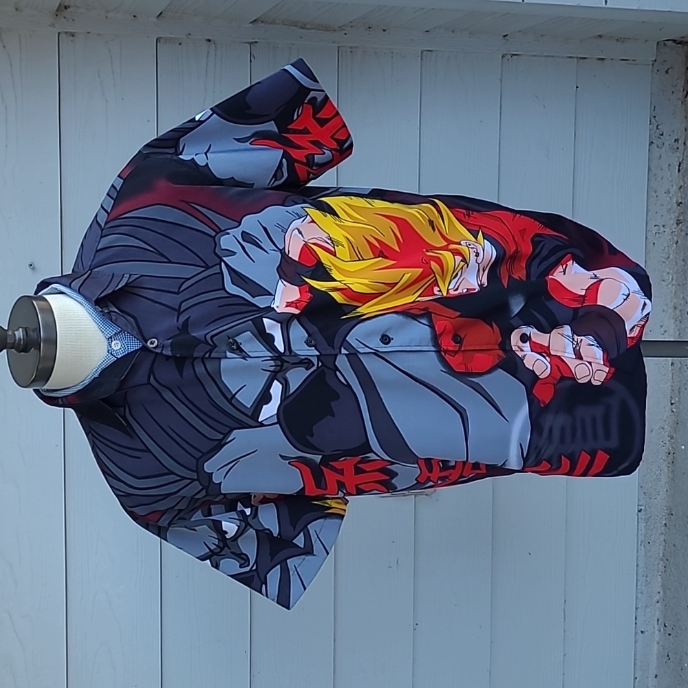 DRAGON BALL Z Anime Abstract Mens Sz S Short Sleeve Shirt VTG Y2K 2000s RARE